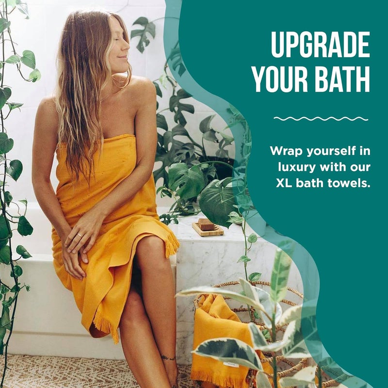 Sand Cloud Turkish Bath Towels Bundle for Bathroom, Set of 4 (Terra Navy) - Large Size - 100% Certified Organic Cotton Yarn is Lightweight, Soft & Absorbent - Premium Bath & Hand Towels Dry Faster - Image 3